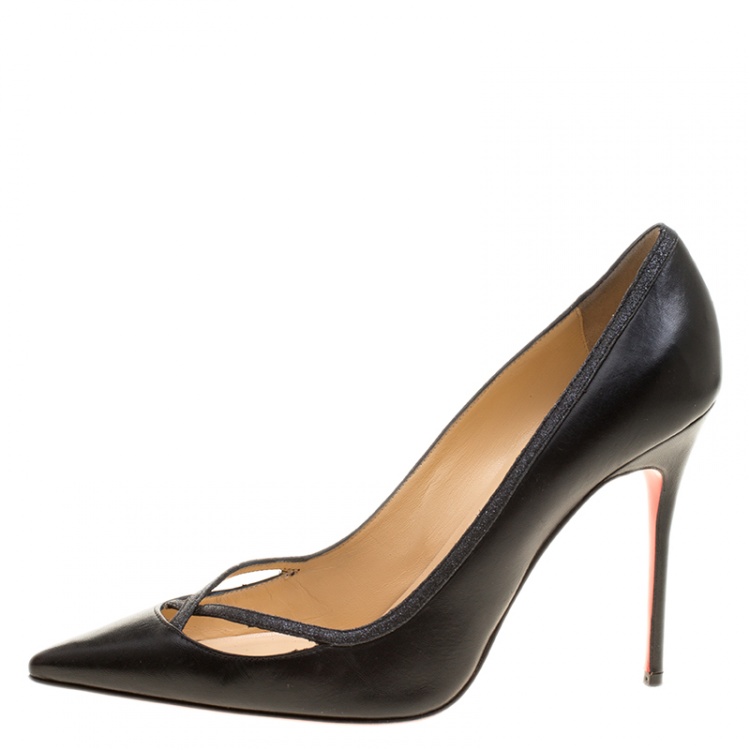 Pre Owned Christian Louboutin Black Leather Princess Pumps Size 40