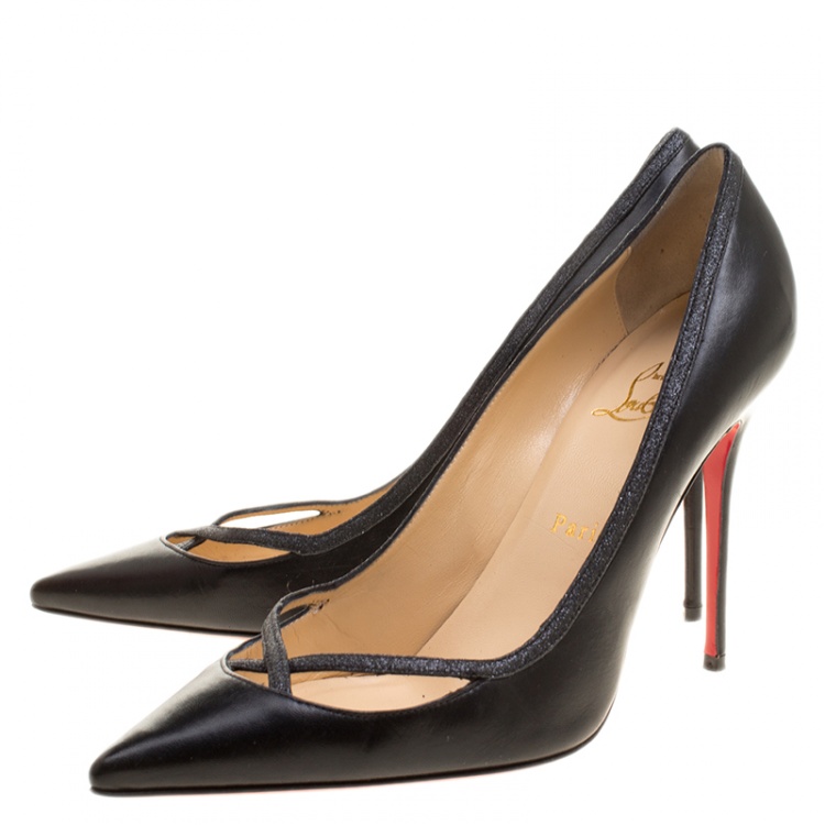 Pre Owned Christian Louboutin Black Leather Princess Pumps Size 40
