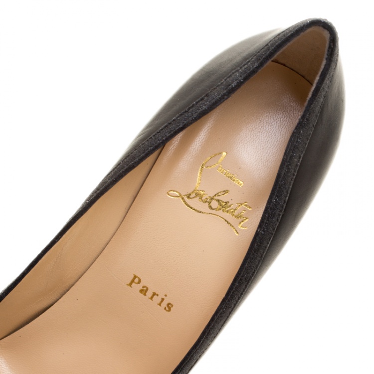 Pre Owned Christian Louboutin Black Leather Princess Pumps Size 40