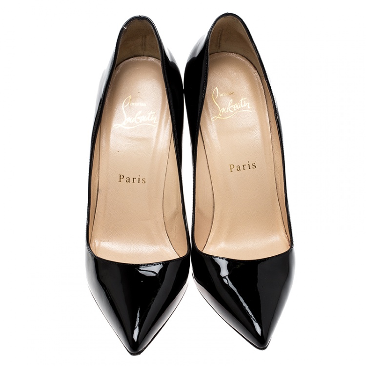Pre Owned Christian Louboutin Black Patent Leather Pigalle Pumps Size 37