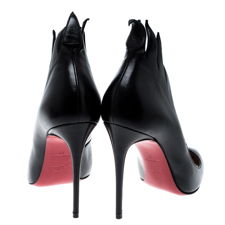 Pre Owned Christian Louboutin Black Leather Victorina Flame Pumps Size 37