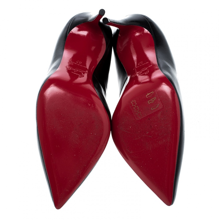 Pre Owned Christian Louboutin Black Leather Victorina Flame Pumps Size 37