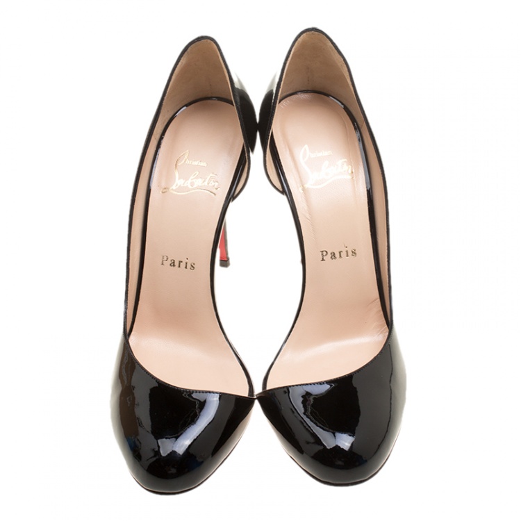 Pre Owned Christian Louboutin Black Patent Leather Helmour D'orsay Pumps Size 38
