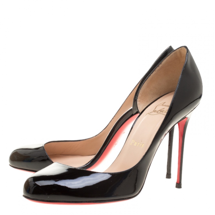 Pre Owned Christian Louboutin Black Patent Leather Helmour D'orsay Pumps Size 38