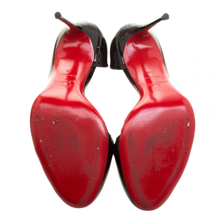 Pre Owned Christian Louboutin Black Patent Leather Helmour D'orsay Pumps Size 38