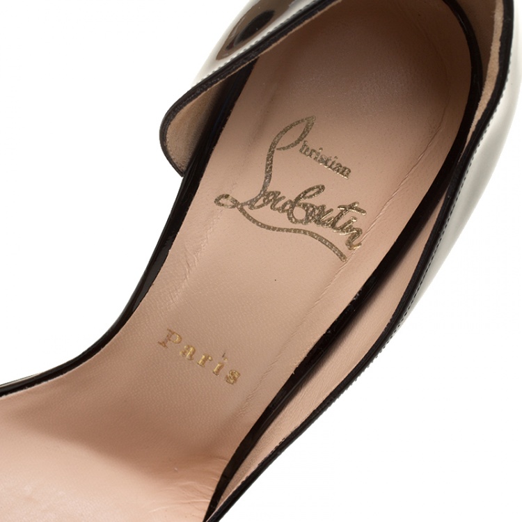 Pre Owned Christian Louboutin Black Patent Leather Helmour D'orsay Pumps Size 38