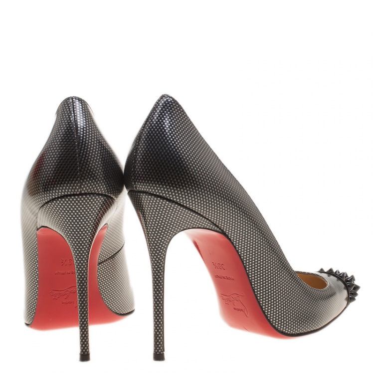 Pre Owned Christian Louboutin Metallic Leather Geo Spiked Pumps Size 39.5