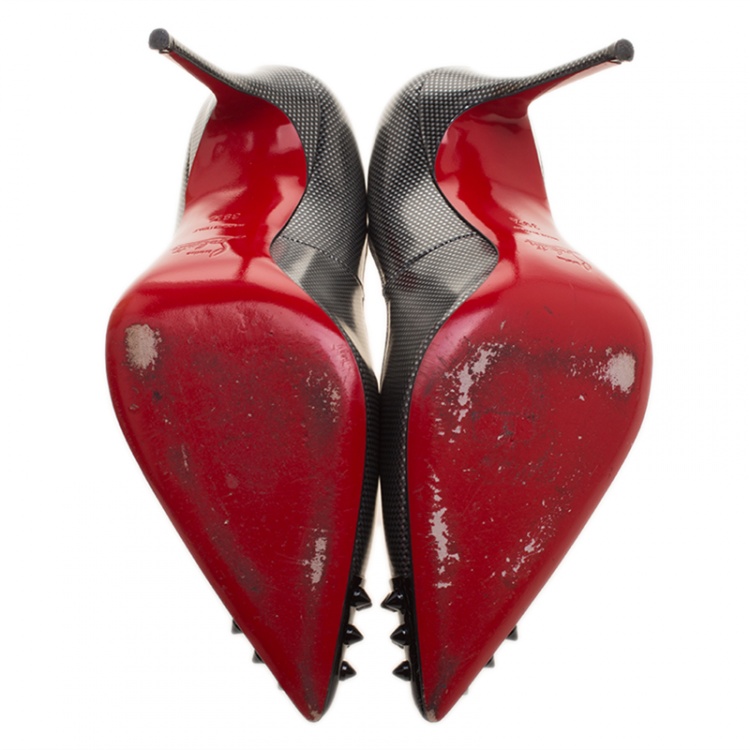 Pre Owned Christian Louboutin Metallic Leather Geo Spiked Pumps Size 39.5