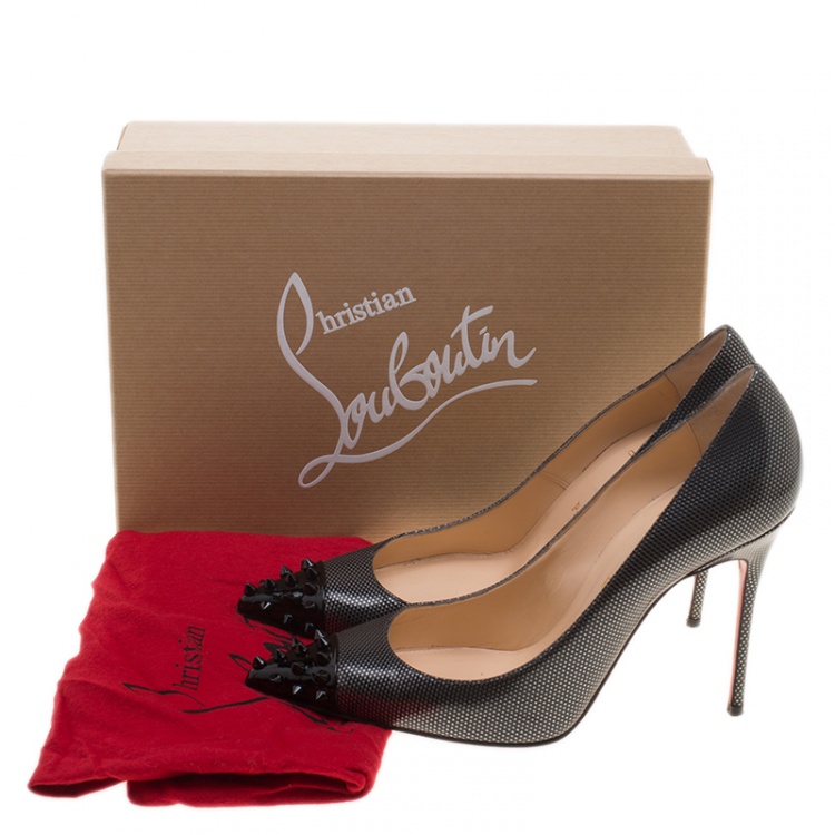 Pre Owned Christian Louboutin Metallic Leather Geo Spiked Pumps Size 39.5
