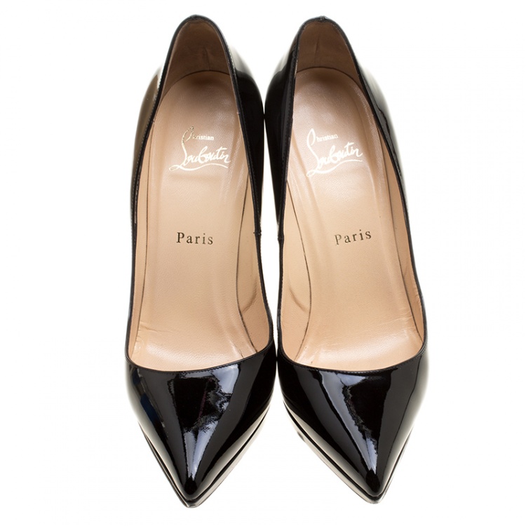 Pre Owned Christian Louboutin Black Patent Leather Pigalle Plato Pumps Size 39