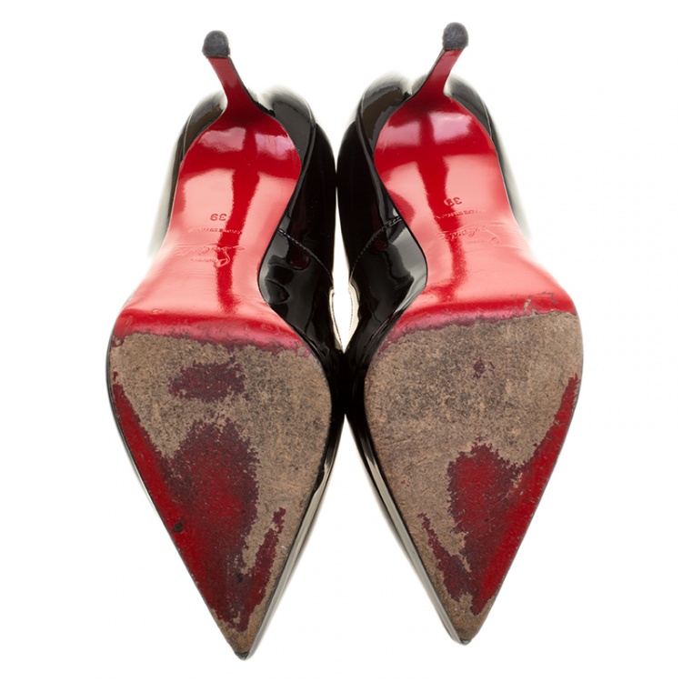 Pre Owned Christian Louboutin Black Patent Leather Pigalle Plato Pumps Size 39