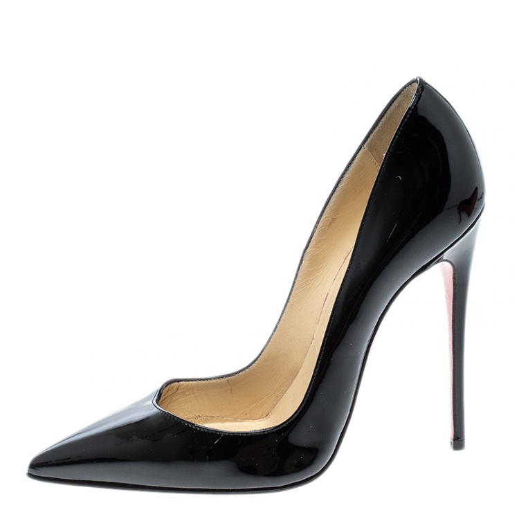 Pre Owned Christian Louboutin Black Patent Leather So Kate Pointed Toe Pumps Size 36