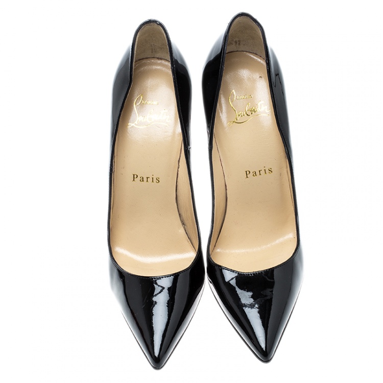 Pre Owned Christian Louboutin Black Patent Leather So Kate Pointed Toe Pumps Size 36