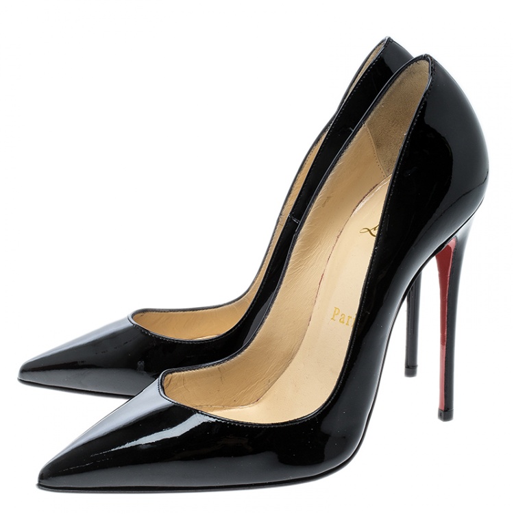 Pre Owned Christian Louboutin Black Patent Leather So Kate Pointed Toe Pumps Size 36