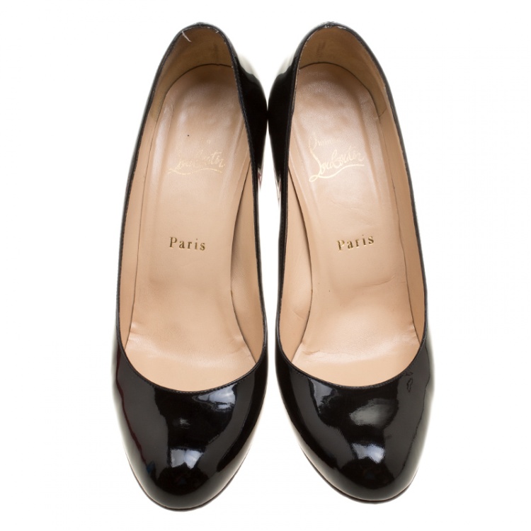 Pre Owned Christian Louboutin Black Patent Leather Fifi Pumps Size 39