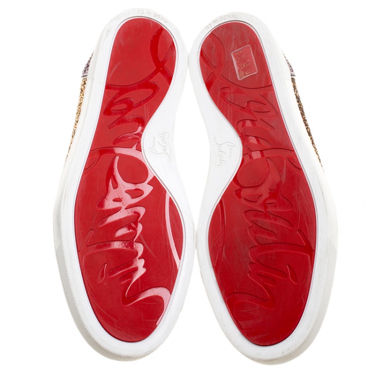 Pre Owned Christian Louboutin Multicolor Coarse Glitter Gondoliere Orlato Low Top Sneakers Size 39