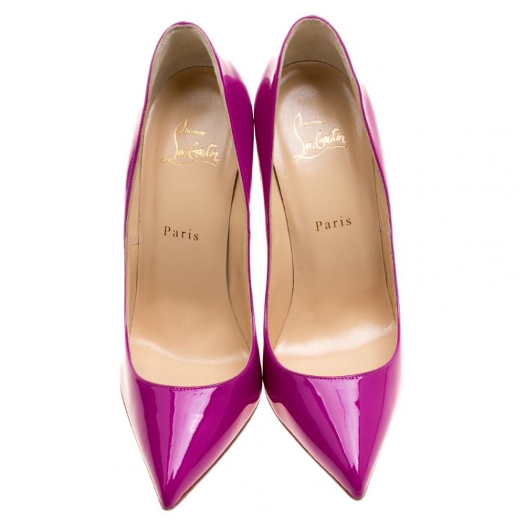 Pre Owned Christian Louboutin Magenta Patent Leather So Kate Pumps Size 39.5