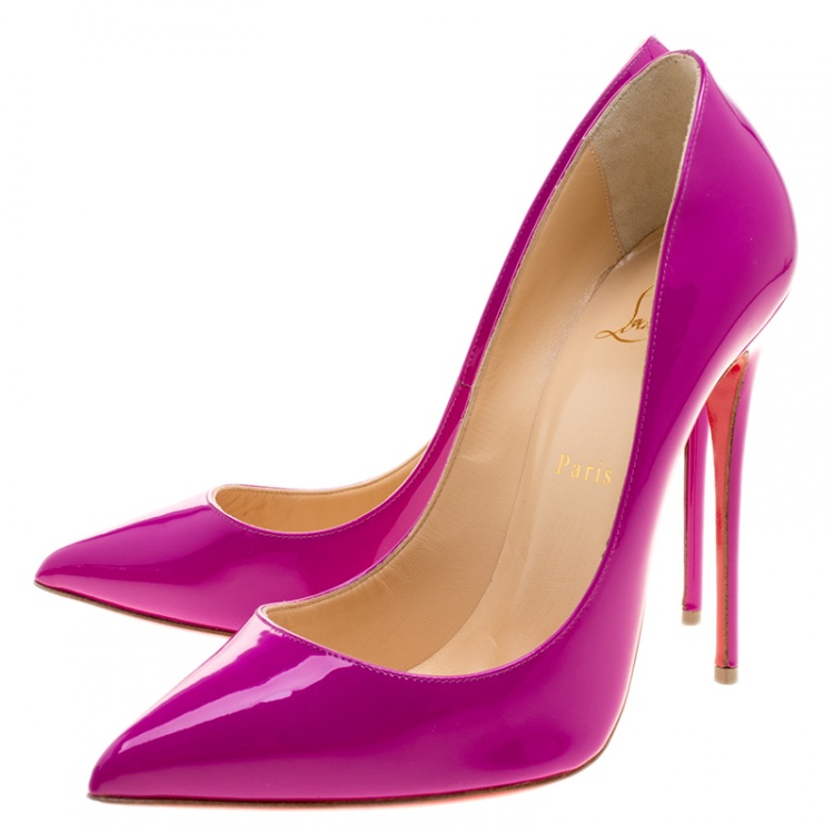 Pre Owned Christian Louboutin Magenta Patent Leather So Kate Pumps Size 39.5