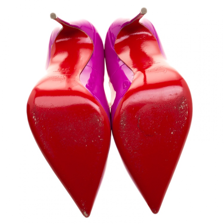 Pre Owned Christian Louboutin Magenta Patent Leather So Kate Pumps Size 39.5