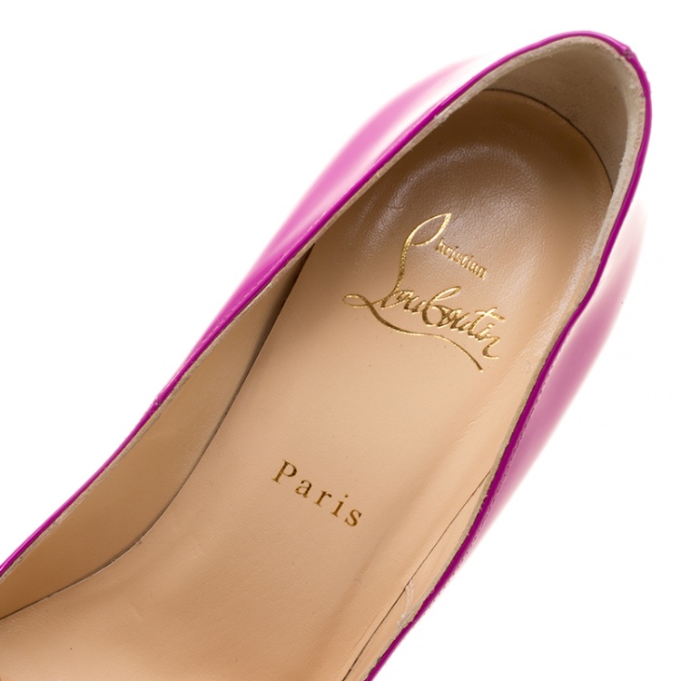Pre Owned Christian Louboutin Magenta Patent Leather So Kate Pumps Size 39.5