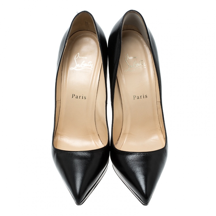 Pre Owned Christian Louboutin Black Leather Pigalle Plato Pumps Size 39