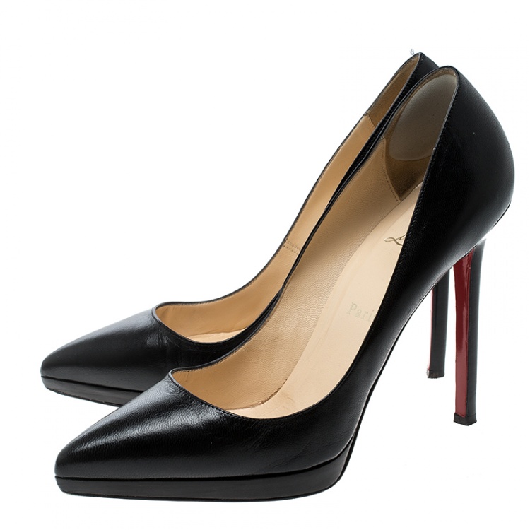 Pre Owned Christian Louboutin Black Leather Pigalle Plato Pumps Size 39