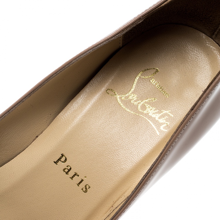 Pre Owned Christian Louboutin Beige Patent Leather Pigalle Pointed Toe Pumps Size 36