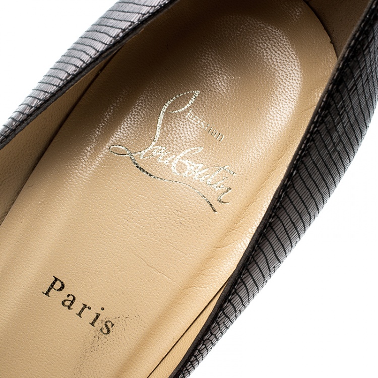 مملوكة مسبقًا Christian Louboutin Metallic Anthracite Facette Laminato Leather Pigalle Pointed Toe Pumps Size 41