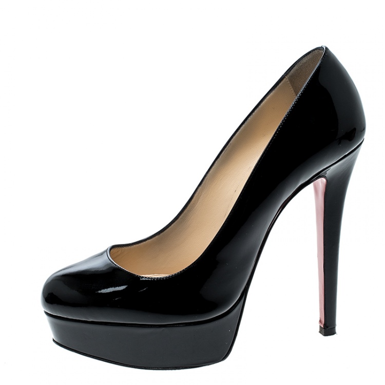 Pre Owned Christian Louboutin Black Patent Leather Bianca Platform Pumps Size 36