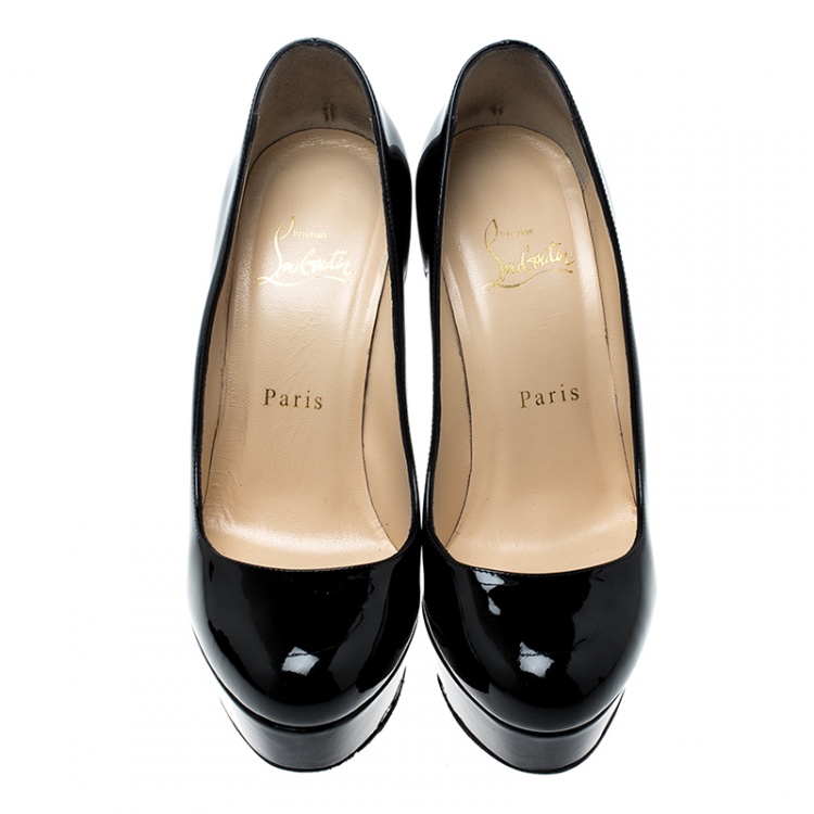 Pre Owned Christian Louboutin Black Patent Leather Bianca Platform Pumps Size 36
