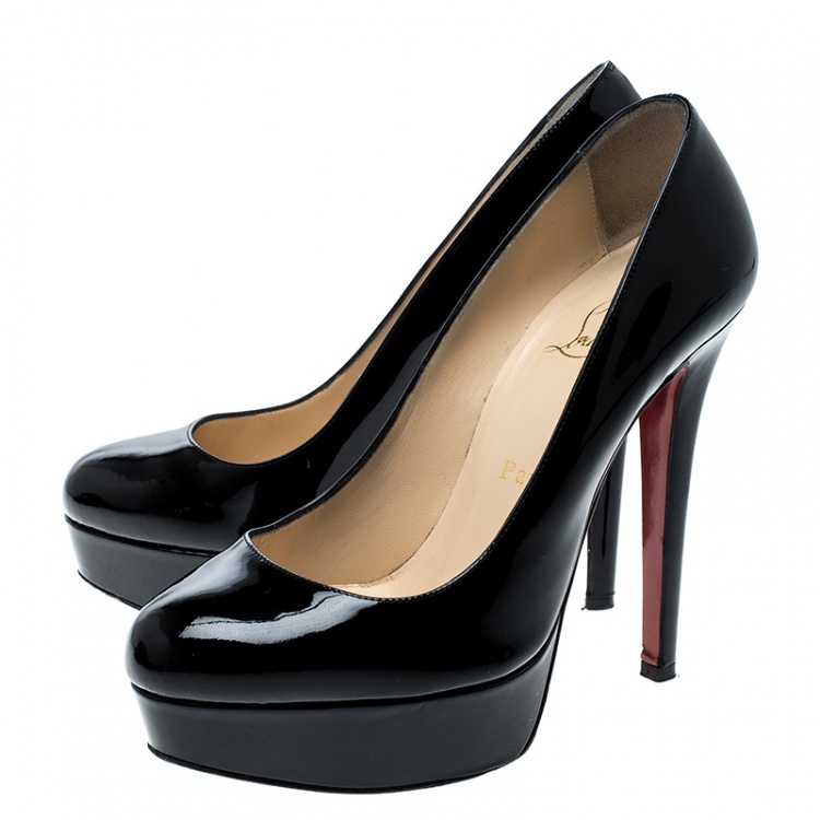 Pre Owned Christian Louboutin Black Patent Leather Bianca Platform Pumps Size 36