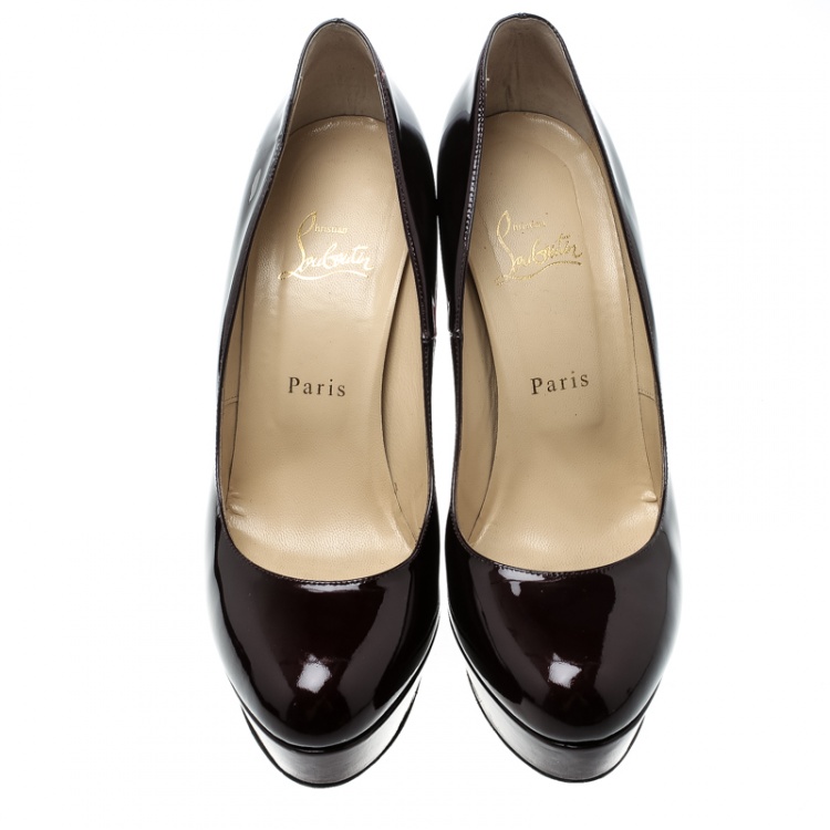 مملوكة مسبقًا Christian Louboutin Burgundy Patent Leather Filter Platform Pumps Size 39