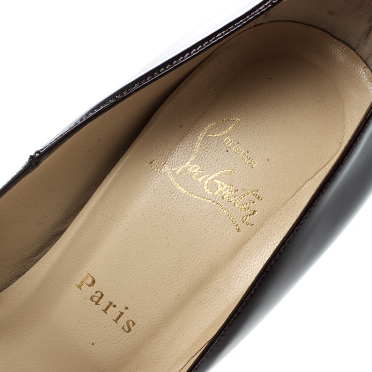 مملوكة مسبقًا Christian Louboutin Burgundy Patent Leather Filter Platform Pumps Size 39