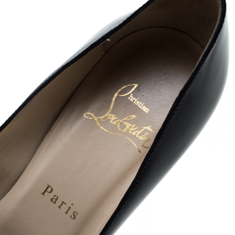 Pre Owned Christian Louboutin Black Patent New Very Prive Peep Toe Platform Pumps Size 38