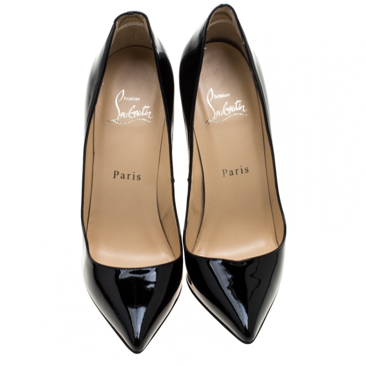 Pre Owned Christian Louboutin Black Patent Leather So Kate Pointed Toe Pumps Size 36