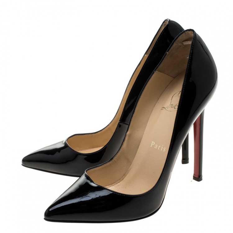 Pre Owned Christian Louboutin Black Patent Leather So Kate Pointed Toe Pumps Size 36