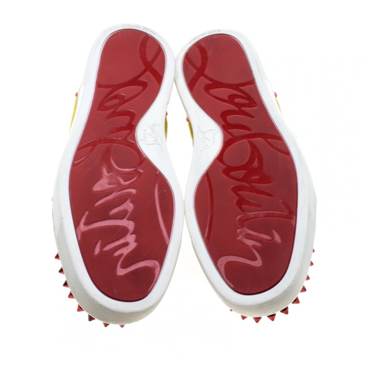 Pre Owned Christian Louboutin Multicolor Suede and Patent Leather Louis Junior Spikes Sneakers Size 36