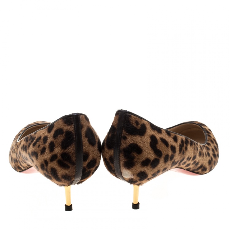 Pre Owned Christian Louboutin Beige Leopard Hair-On Zecroi Pumps Size 41