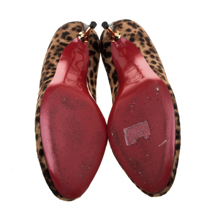 Pre Owned Christian Louboutin Beige Leopard Hair-On Zecroi Pumps Size 41