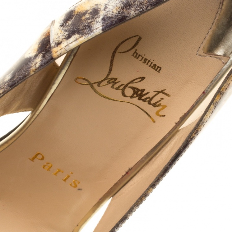 Pre Owned Christian Louboutin Black Leather and PVC Galata Pumps Size 37