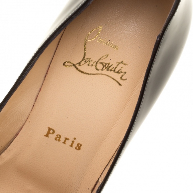 Pre Owned Christian Louboutin Black Patent Leather Hyper Prive Peep Toe Platform Pumps Size 39.5