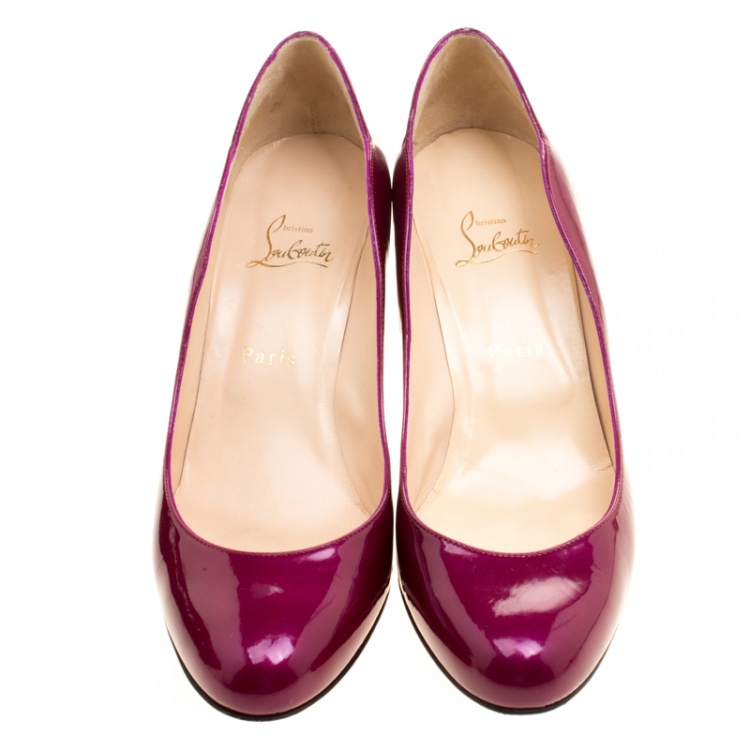 Pre Owned Christian Louboutin Purple Patent Leather Pumps Size 41