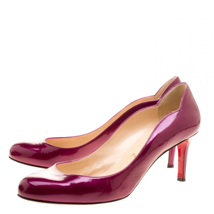 Pre Owned Christian Louboutin Purple Patent Leather Pumps Size 41