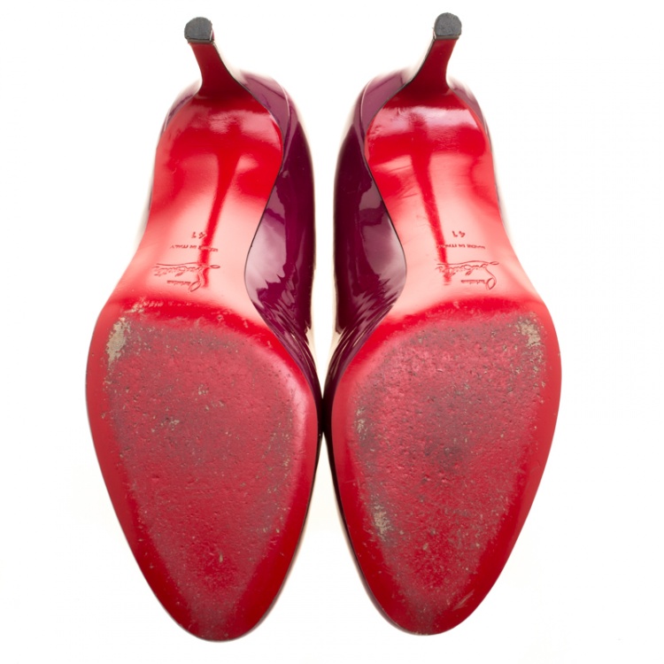 Pre Owned Christian Louboutin Purple Patent Leather Pumps Size 41
