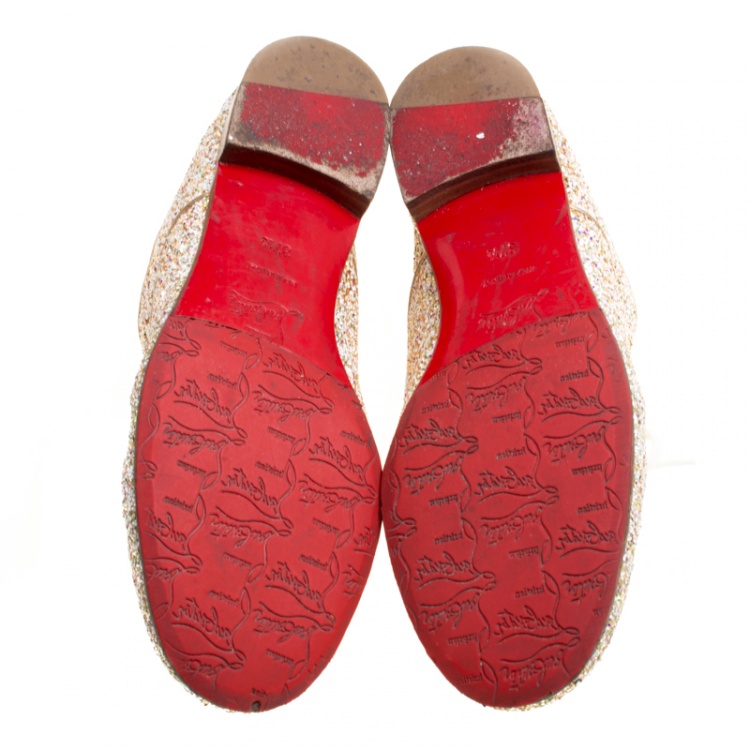 Pre Owned Christian Louboutin Multicolor Glitter Fred Lace Up Oxfords Size 37.5 
