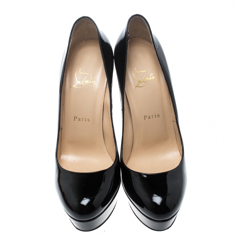 Pre Owned Christian Louboutin Black Patent Leather Bianca Platform Pumps Size 39