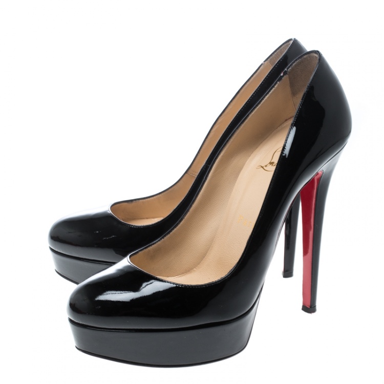 Pre Owned Christian Louboutin Black Patent Leather Bianca Platform Pumps Size 39