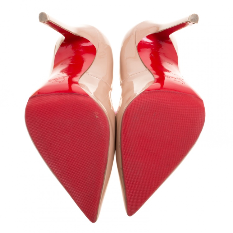 Pre Owned Christian Louboutin Beige Patent Leather Pigalle Pumps Size 41