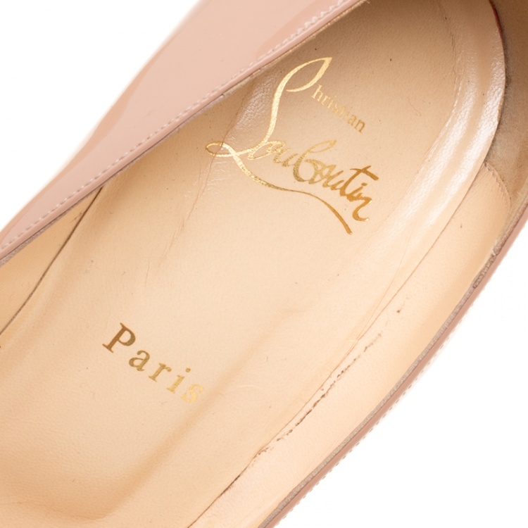 Pre Owned Christian Louboutin Beige Patent Leather Pigalle Pumps Size 41