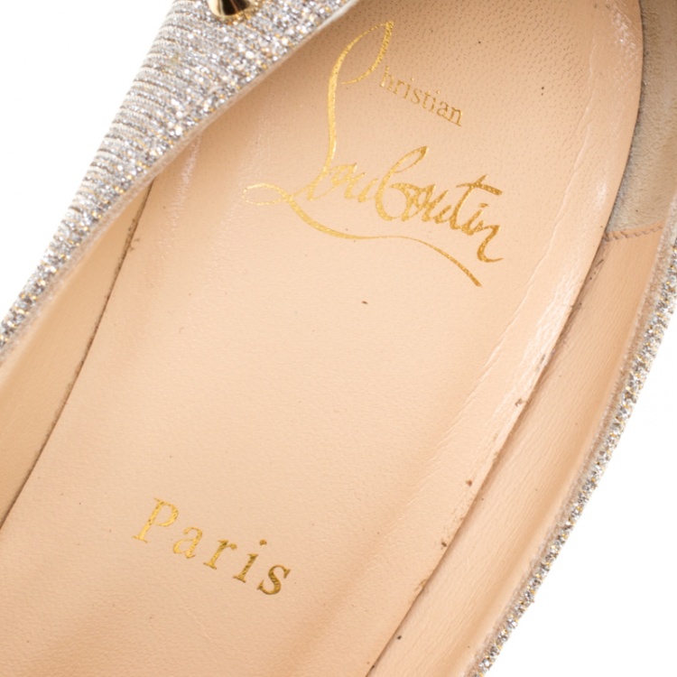 Pre Owned Christian Louboutin Metallic Fabric Degraspike Pointed Toe Pumps Size 38